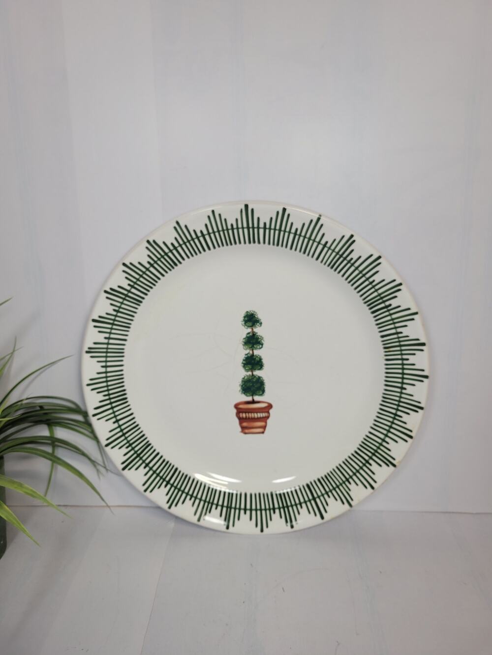 Vintage Alabaster Giardino Deruta Italy Charger Plate Topiary Crazing 1993 12.75